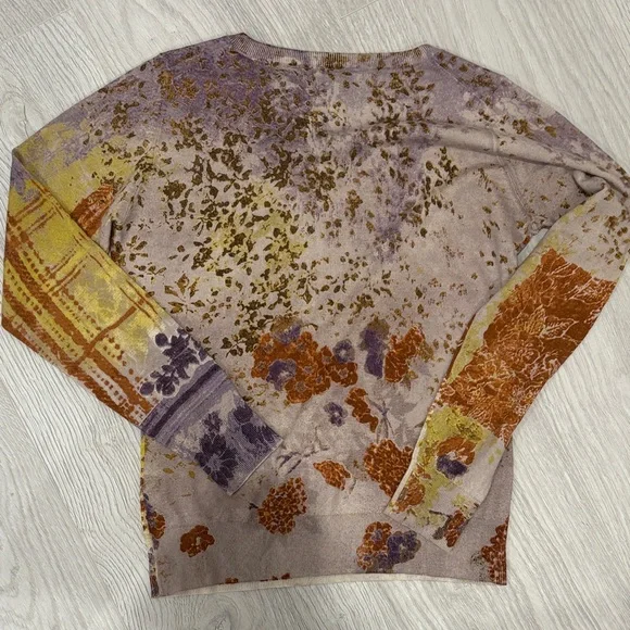 Elegant V-Neck Sweater in Purple, Brown, and Yellow - Picture 3 of 5